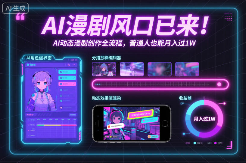 AI漫剧风口已来!AI动态漫剧创作全流程,普通人也能月入过1W 1 AI漫剧风口已来!AI动态漫剧创作全流程,普通人也能月入过1W