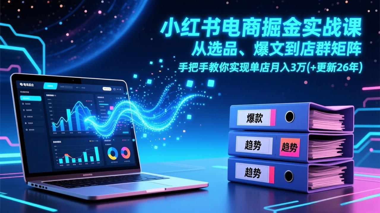 小红书电商掘金实战课,从选品、爆文到店群矩阵,手把手教你实现单店月入3万+(更新26年 1 20260204074445 6982f8ed25950