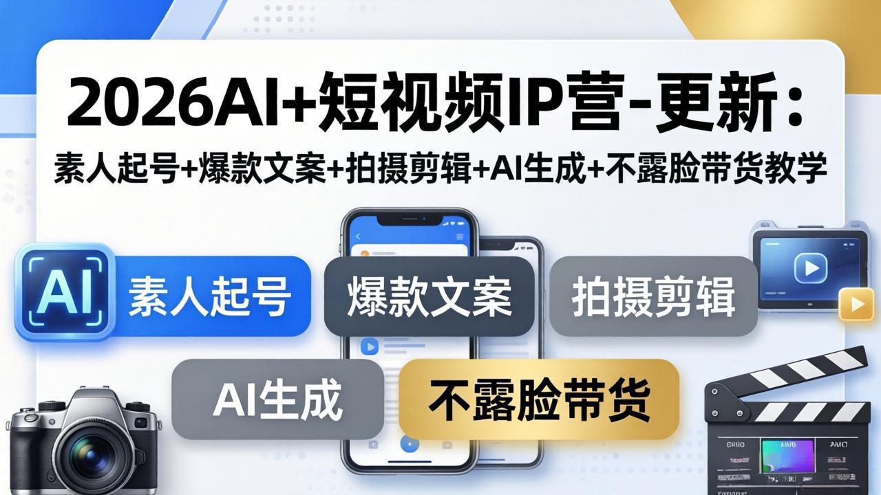 2026AI+短视频IP营-更新:素人起号+爆款文案+拍摄剪辑+AI生成+不露脸带货教学 1 20260409125024 69d7a0901d583