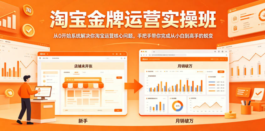 淘宝金牌运营实操班,从0开始系统解决你淘宝运营核心问题,手把手带你完成从小白到高手的蜕变 1 淘宝金牌运营实操班,从0开始系统解决你淘宝运营核心问题,手把手带你完成从小白到高手的蜕变