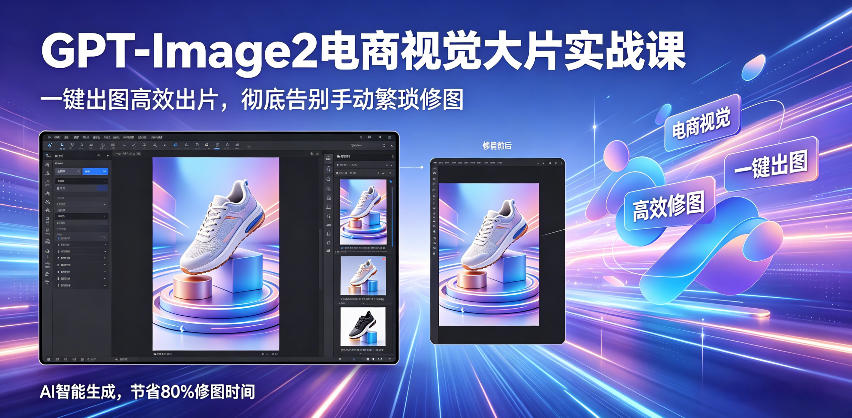 GPT-Image2电商视觉大片实战课,一键出图高效出片,彻底告别手动繁琐修图 1 GPT-Image2电商视觉大片实战课,一键出图高效出片,彻底告别手动繁琐修图