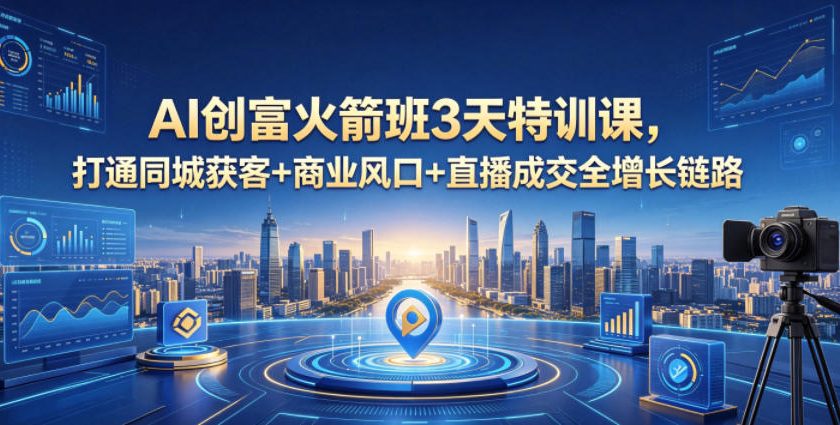 AI创富火箭班3天特训课,打通同城获客+商业风口+直播成交全增长链路,2026年4月新课 1 AI创富火箭班3天特训课,打通同城获客+商业风口+直播成交全增长链路,2026年4月新课
