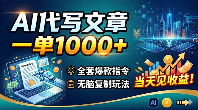 AI代写文章,一单1000+,全套爆款指令+无脑复制玩法,当天见收益! 1 20260523055513 6a1141415273c