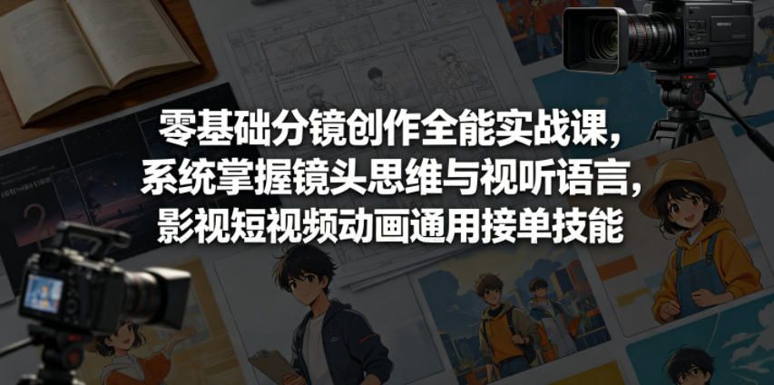 零基础分镜创作全能实战课,系统掌握镜头思维与视听语言,影视短视频动画通用接单技能 1 零基础分镜创作全能实战课,系统掌握镜头思维与视听语言,影视短视频动画通用接单技能