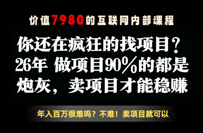 26年请不要疯狂的找项目了,卖项目远比你想象的暴利,你也可以月入10W+【揭秘】 1 26年请不要疯狂的找项目了,卖项目远比你想象的暴利,你也可以月入10W+【揭秘】