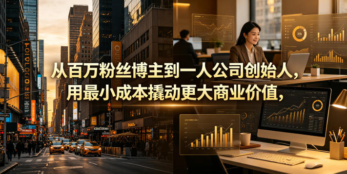 从百万粉丝博主到一人公司创始人,用最小成本撬动更大商业价值 1 从百万粉丝博主到一人公司创始人,用最小成本撬动更大商业价值