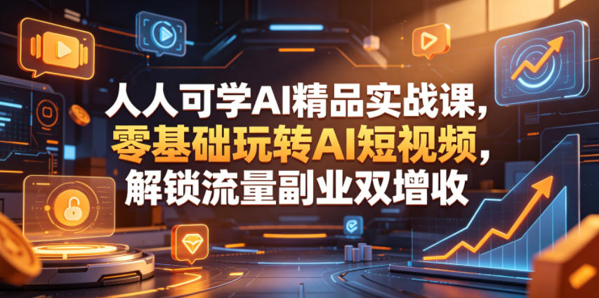 人人可学AI精品实战课,零基础玩转AI短视频,解锁流量副业双增收 1 人人可学AI精品实战课,零基础玩转AI短视频,解锁流量副业双增收
