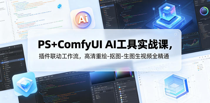 PS+ComfyUI AI工具实战课,插件联动工作流,高清重绘-抠图-生图生视频全精通 1 PS+ComfyUI AI工具实战课,插件联动工作流,高清重绘-抠图-生图生视频全精通
