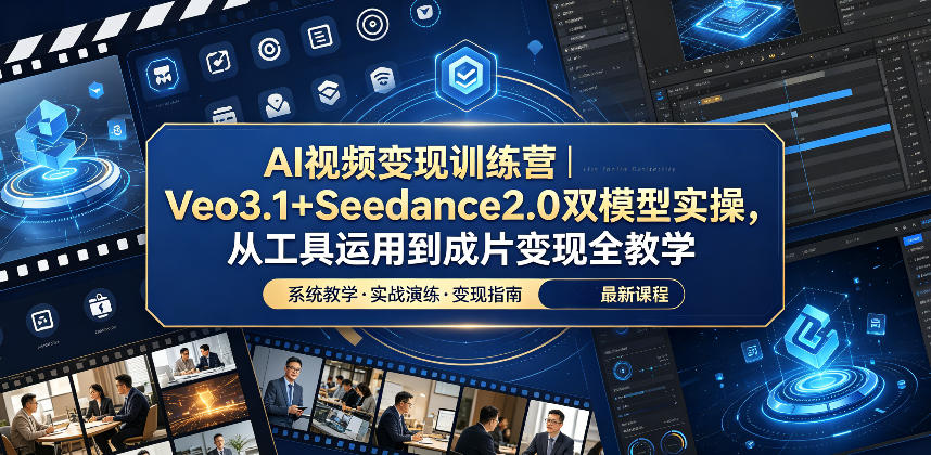 AI视频变现训练营|Veo3.1+Seedance2.0双模型实操,从工具运用到成片变现全教学 1 AI视频变现训练营|Veo3.1+Seedance2.0双模型实操,从工具运用到成片变现全教学