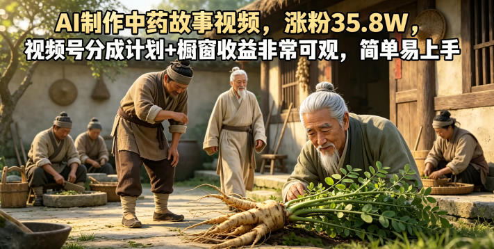 AI制作中药故事视频,涨粉35.8W,视频号分成计划+橱窗收益非常可观,简单易上手 1 AI制作中药故事视频,涨粉35.8W,视频号分成计划+橱窗收益非常可观,简单易上手