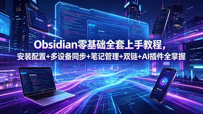 Obsidian零基础全套上手教程,安装配置+多设备同步+笔记管理+双链+AI插件全掌握 1 20260609061814 6a27b026c6847