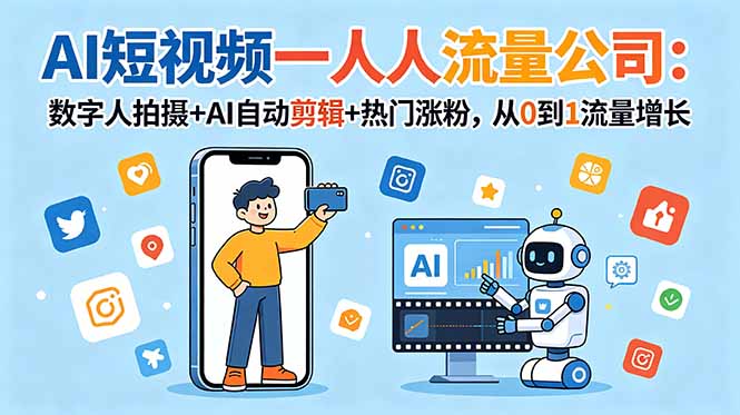 AI短视频一人流量公司:数字人拍摄+AI自动剪辑+热门涨粉,从0到1流量增长 1 20260613100812 6a2d2c0c3de87
