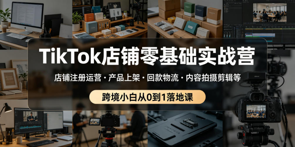 TikTok店铺零基础实战营,店铺注册运营・产品上架・回款物流・内容拍摄剪辑等 ,跨境小白从0到1落地课 1 TikTok店铺零基础实战营,店铺注册运营・产品上架・回款物流・内容拍摄剪辑等 ,跨境小白从0到1落地课