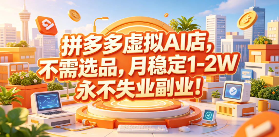 拼多多虚拟AI店,不需选品,月稳定1-2W,永不失业副业!【揭秘】 1 拼多多虚拟AI店,不需选品,月稳定1-2W,永不失业副业!【揭秘】