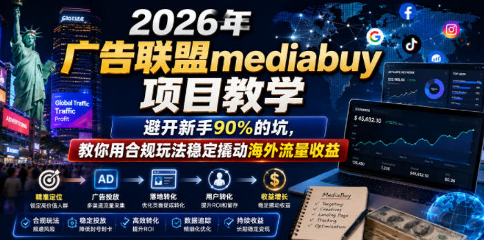 2026年老董賺美刀广告联盟mediabuy项目教学,避开新手90%的坑,教你用合规玩法稳定撬动海外流量收益 1 2026年老董賺美刀广告联盟mediabuy项目教学,避开新手90%的坑,教你用合规玩法稳定撬动海外流量收益