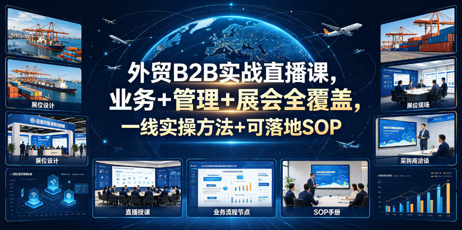 外贸B2B实战直播课,业务+管理+展会全覆盖,一线实操方法+可落地SOP 1 外贸B2B实战直播课,业务+管理+展会全覆盖,一线实操方法+可落地SOP