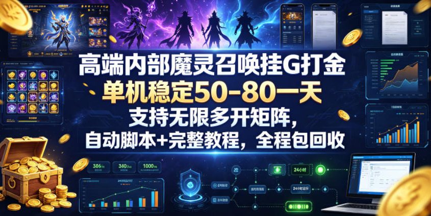 高端内部魔灵召唤挂G打金,单机稳定50-80一天,支持无限多开矩阵,自动脚本+完整教程,全程包回收【揭秘】 1 高端内部魔灵召唤挂G打金,单机稳定50-80一天,支持无限多开矩阵,自动脚本+完整教程,全程包回收【揭秘】
