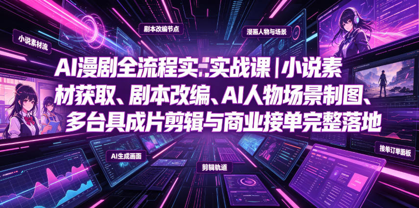 AI漫剧全流程实战课|小说素材获取、剧本改编、AI人物场景制图、多工具成片剪辑、平台付费变现与商业接单完整落地 1 AI漫剧全流程实战课|小说素材获取、剧本改编、AI人物场景制图、多工具成片剪辑、平台付费变现与商业接单完整落地