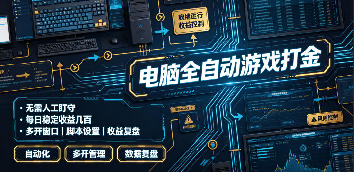 电脑全自动游戏打金,无需人工盯守,每日稳定收益几百!【揭秘】 1 电脑全自动游戏打金,无需人工盯守,每日稳定收益几百!【揭秘】