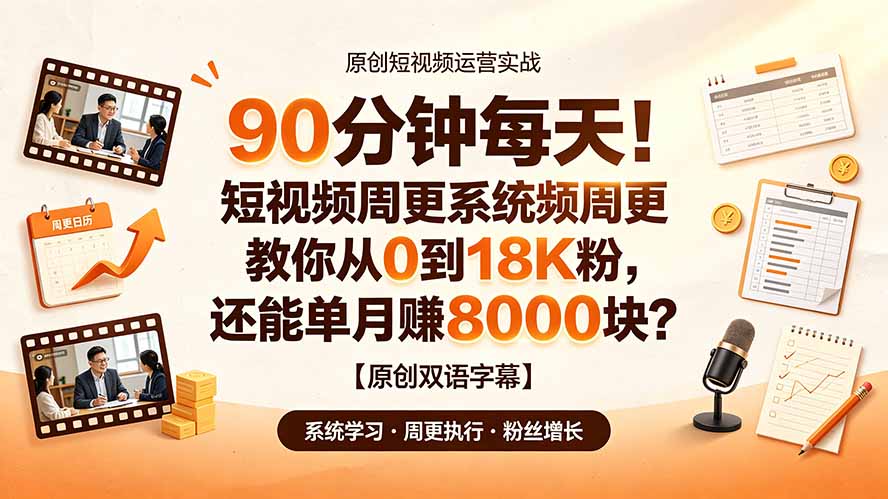 90 分钟每天!短视频周更系统教你从 0 到 18K 粉,还能单月赚 8000 块?【原创双语字幕】 1 20260710064929 6a5095f973623