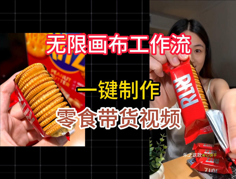 无限画布工作流一键制作零食带货视频,操作简单实操教学 1 无限画布工作流一键制作零食带货视频,操作简单实操教学