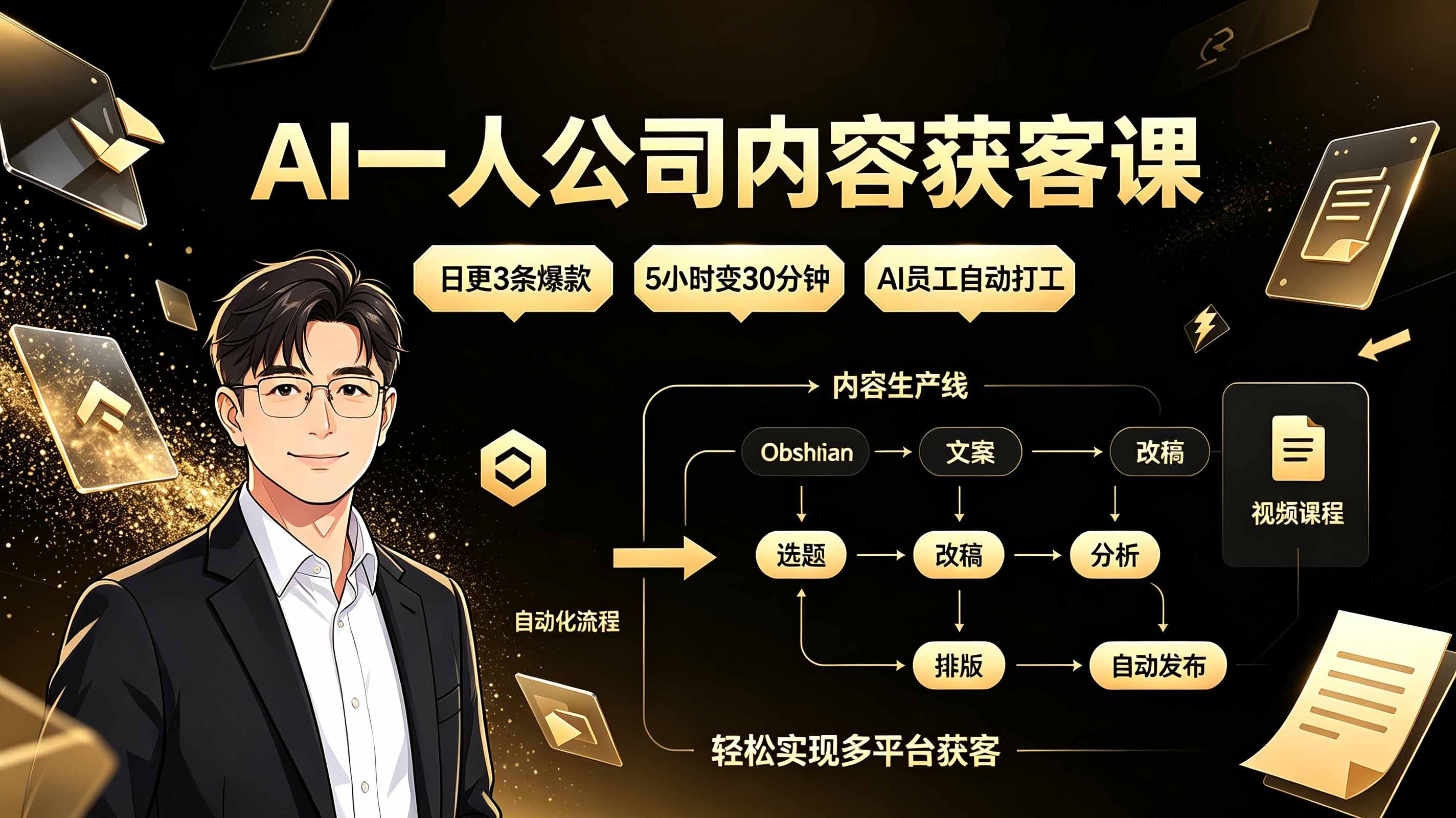 AI一人公司内容获客课:日更3条爆款×5小时变30分钟×AI员工自动打工,轻松实现多平台获客 1 20260717151501 6a5a46f567e06