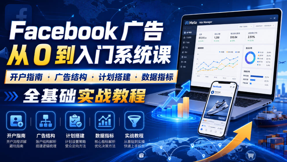 Facebook广告新手从0到入门系统课|开户指南・广告结构・计划搭建・数据指标全基础实战教程 1 Facebook广告新手从0到入门系统课|开户指南・广告结构・计划搭建・数据指标全基础实战教程