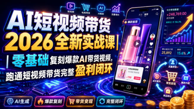AI短视频带货2026全新实战课|零基础复刻爆款AI带货视频,跑通短视频带货完整盈利闭环 1 AI短视频带货2026全新实战课|零基础复刻爆款AI带货视频,跑通短视频带货完整盈利闭环