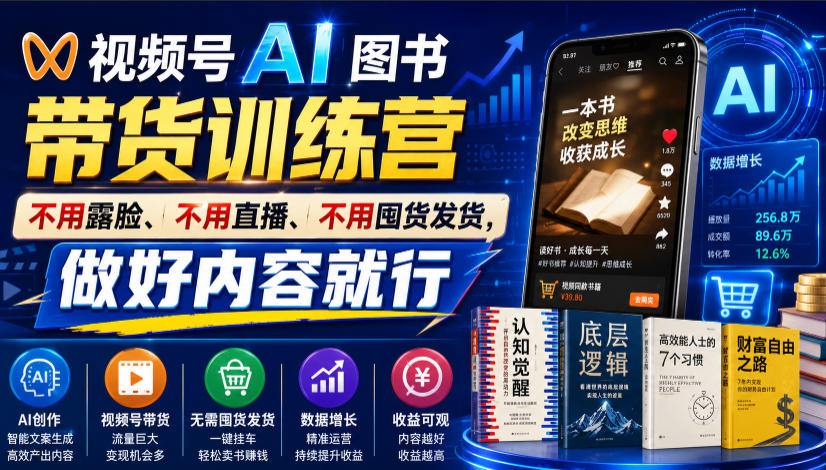 视频号AI图书带货训练营,不用露脸、不用直播、不用囤货发货,做好内容就行,一条爆款视频佣金8942 1 视频号AI图书带货训练营,不用露脸、不用直播、不用囤货发货,做好内容就行,一条爆款视频佣金8942