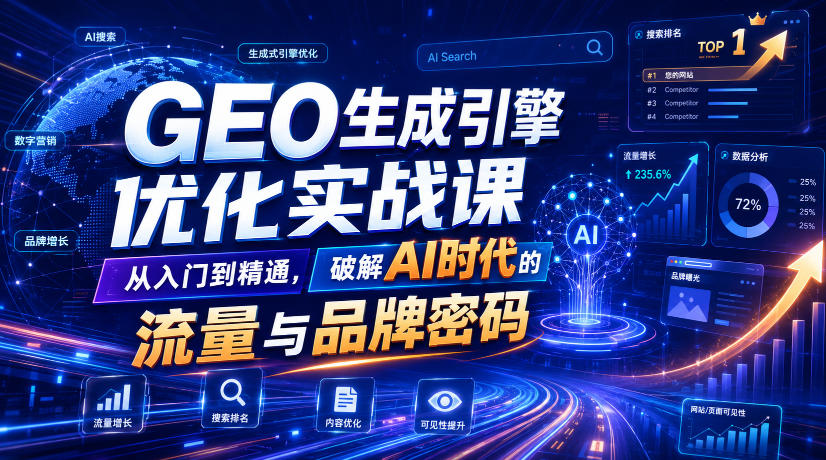 GEO生成引擎优化实战课,从入门到精通,破解AI时代的流量与品牌密码 1 GEO生成引擎优化实战课,从入门到精通,破解AI时代的流量与品牌密码