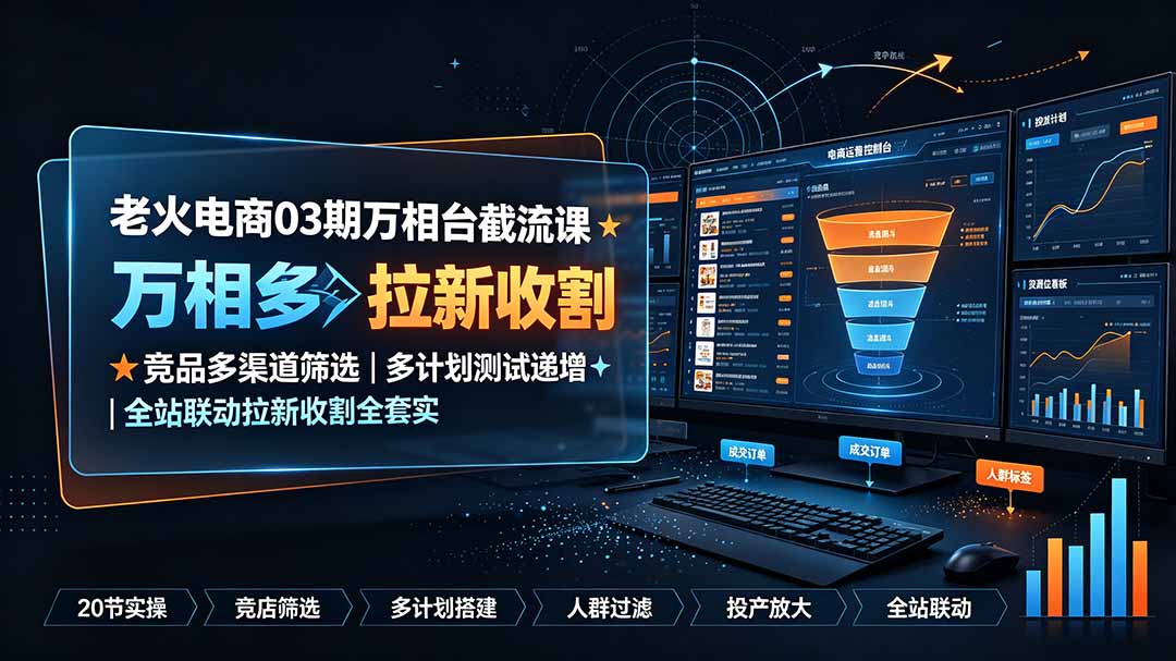 老火电商03期万相台截流课:竞品多渠道筛选|多计划测试递增|全站联动拉新收割全套实操教学 1 20260721145824 6a5f891020348
