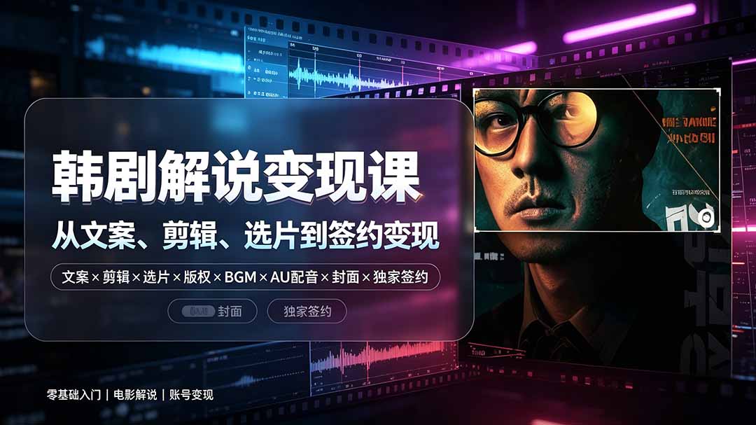 抖音270W粉丝博主亲授韩剧解说课:文案×剪辑×选片×版权×BGM×AU配音×封面×独家签约,零基础到变现 1 20260721150222 6a5f89fe042f1