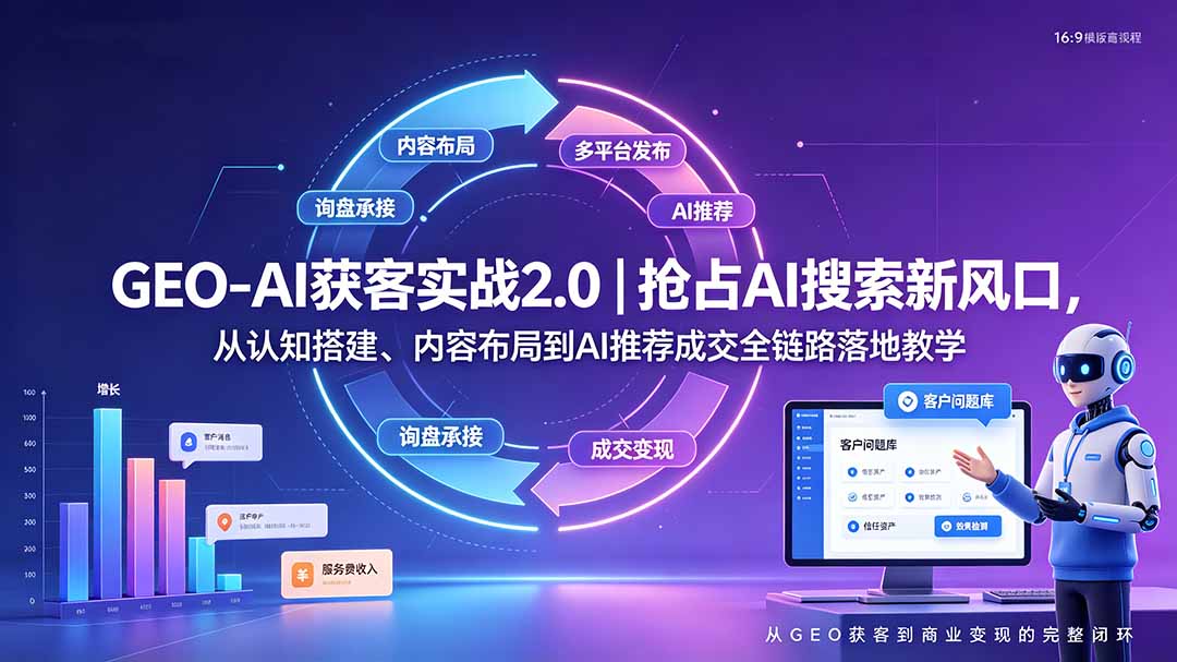 GEO-AI获客实战|抢占AI搜索新风口,从认知搭建、内容布局到AI推荐成交全链路落地教学 1 20260725144038 6a64cae634710