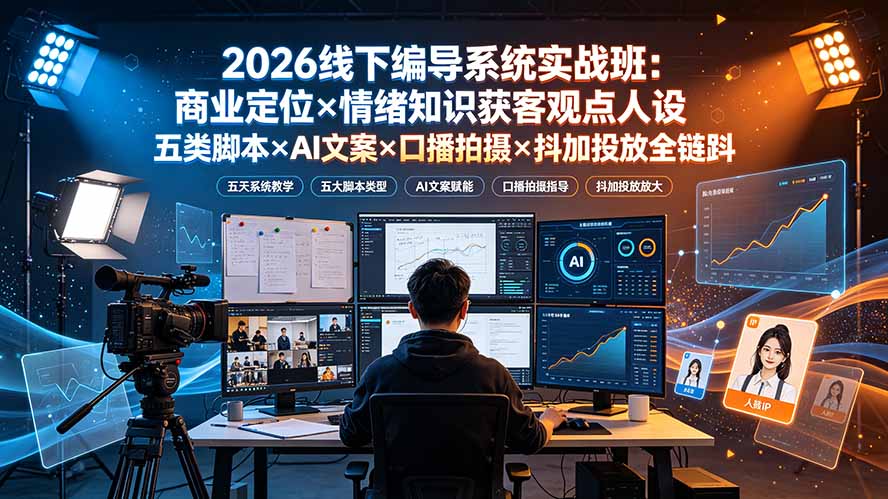 2026线下编导系统实战班:商业定位×情绪知识获客观点人设五类脚本×AI文案×口播拍摄×抖加投放全链路 1 20260725150615 6a64d0e7de5fa