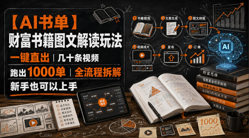 【AI书单】财富书籍图文解读玩法,一键直出,几十条视频,跑出1000单,全流程拆解,新手也可以上手 1 【AI书单】财富书籍图文解读玩法,一键直出,几十条视频,跑出1000单,全流程拆解,新手也可以上手