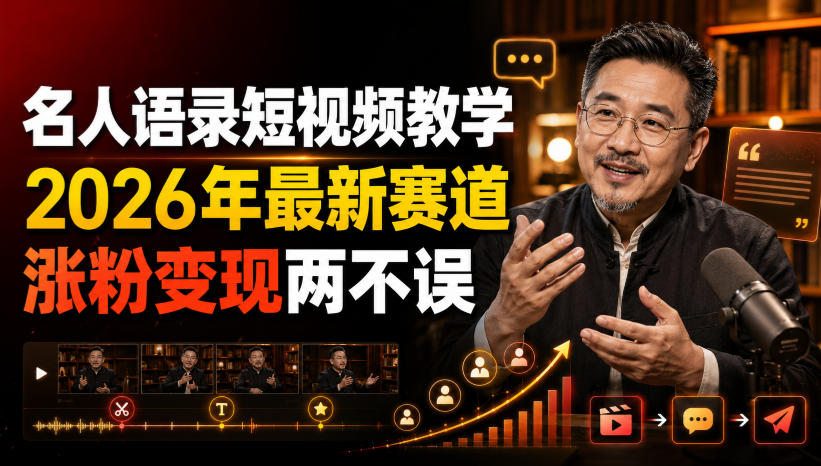 名人语录短视频教学,2026年最新赛道,涨粉变现两不误 1 名人语录短视频教学,2026年最新赛道,涨粉变现两不误