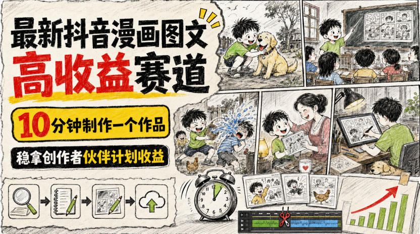 最新抖音漫画图文高收益赛道,10分钟制作一个作品,稳拿创作者伙伴计划收益 1 最新抖音漫画图文高收益赛道,10分钟制作一个作品,稳拿创作者伙伴计划收益