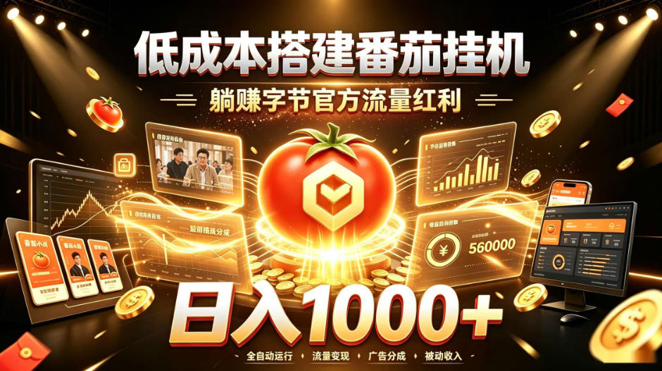 低成本搭建番茄挂G,躺賺字节官方流量红利,日入1k+,全程傻瓜式落地【揭秘】 1 低成本搭建番茄挂G,躺賺字节官方流量红利,日入1k+,全程傻瓜式落地【揭秘】
