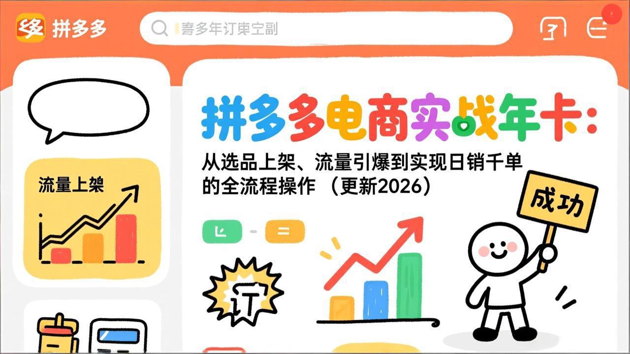 拼多多电商实战年卡:从选品上架、流量引爆到实现日销千单的全流程操作(更新2026年8月 1 20260812134536 6a7c7900779f5