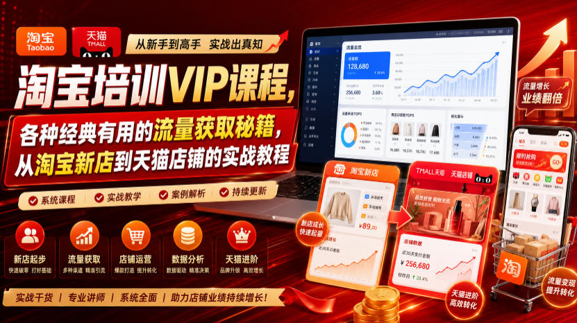 淘宝培训VIP课程,各种经典有用的流量获取秘籍,从淘宝新店到天猫店铺的实战教程(更新08月12日) 1 淘宝培训VIP课程,各种经典有用的流量获取秘籍,从淘宝新店到天猫店铺的实战教程(更新08月12日)