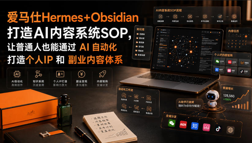 爱马仕Hermes+Obsidian打造AI内容系统SOP,让普通人也能通过 AI 自动化打造个人IP 和 副业内容体系 1 爱马仕Hermes+Obsidian打造AI内容系统SOP,让普通人也能通过 AI 自动化打造个人IP 和 副业内容体系