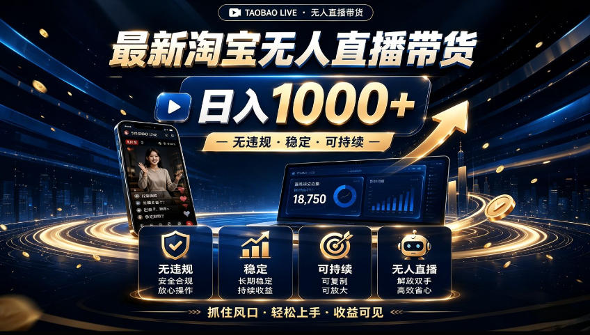 2026淘宝无人直播15.0,独家新技术,不用露脸、不用熬夜,自动直播自动出单,25小时卖17W【揭秘】 1 2026淘宝无人直播15.0,独家新技术,不用露脸、不用熬夜,自动直播自动出单,25小时卖17W【揭秘】