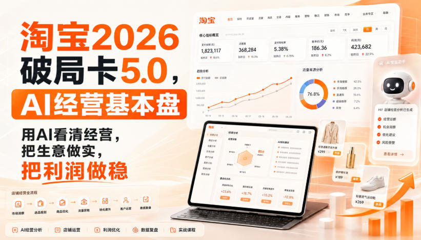 智篆商业-淘宝2026破局卡5.0,AI经营基本盘,用AI看清经营,把生意做实,把利润做稳 1 智篆商业-淘宝2026破局卡5.0,AI经营基本盘,用AI看清经营,把生意做实,把利润做稳