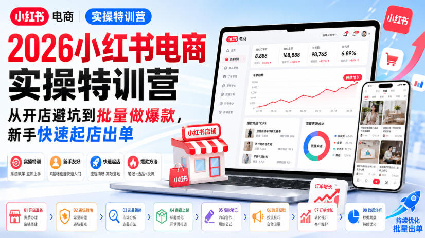 2026小红书电商实操特训营,从开店避坑到批量做爆款,新手快速起店出单 1 2026小红书电商实操特训营,从开店避坑到批量做爆款,新手快速起店出单
