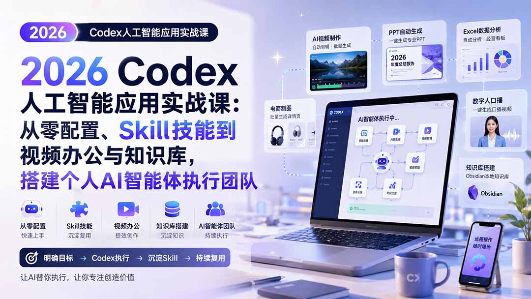 2026 Codex人工智能应用实战课:从零配置、Skill技能到视频办公与知识库,搭建个人AI智能体执行团队 1 20260826131730 6a8ee76a9bd7a
