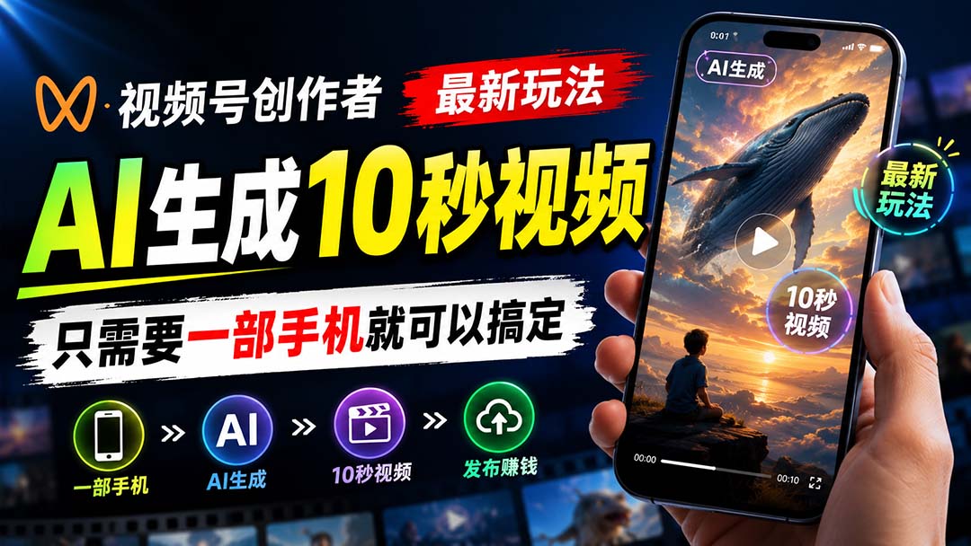 视频号创作者最新玩法,AI生成10秒视频,只需要一部手机就可以搞定 1 20260830040033 6a93aae178c34