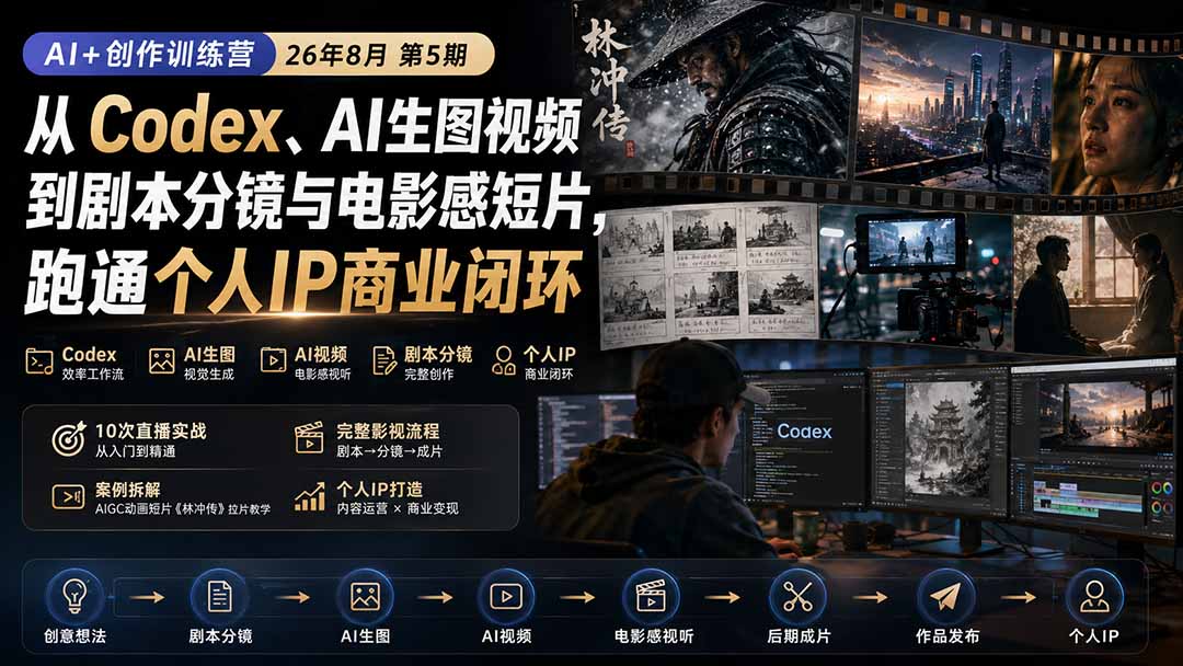 AI+创作训练营26年8月第5期:从Codex、AI生图视频到剧本分镜与电影感短片,跑通个人IP商业闭环 1 20260831130048 6a957b00df208