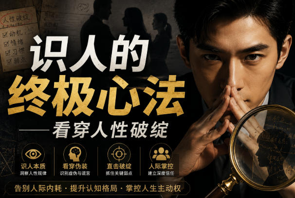 付费文章:识人的终极心法——看穿人性破绽网创-网赚-电商-tk-出海-AI-抖音-快手-小红书-视频号-玩法-创业-小程序-公众号-私域-s粉网创智库