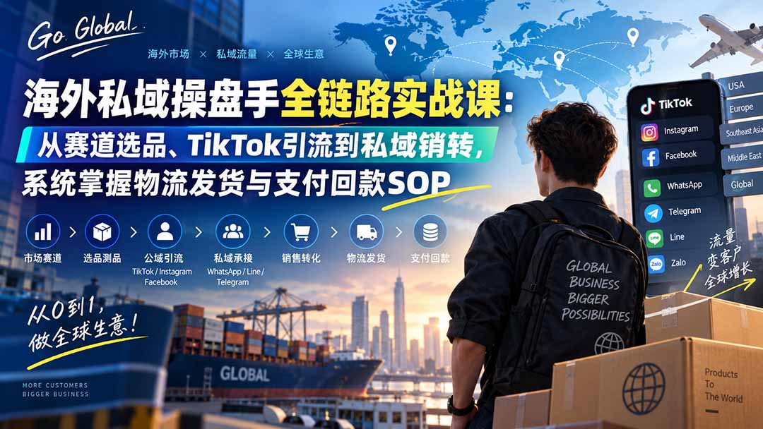 海外私域操盘手全链路实战课:从赛道选品、TikTok引流到私域销转,系统掌握物流发货与支付回款SOP 1 20260905065403 6a9bbc8b15a40
