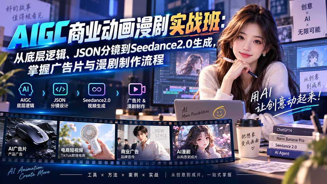 AIGC商业动画漫剧实战班-更新:从底层逻辑、JSON分镜到Seedance2.0生成,掌握广告片与漫剧制作流程 1 20260905131700 6a9c164c32f35